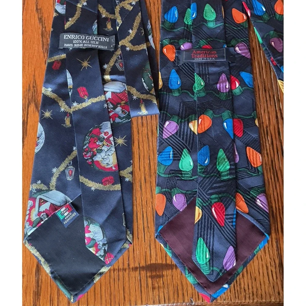 Enrico Guccini 100% Silk Tie, Hand-Fashioned in Italy Christmas Tie Plus 1 More